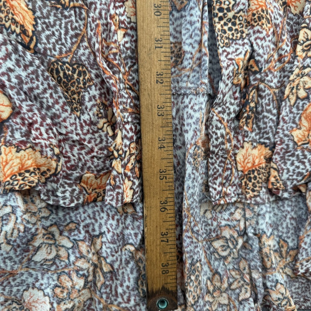 Rachel Zoe Skirt Womens XS High-Low Maxi Brown Leopard Floral Tassel EUC - Picture 4 of 5